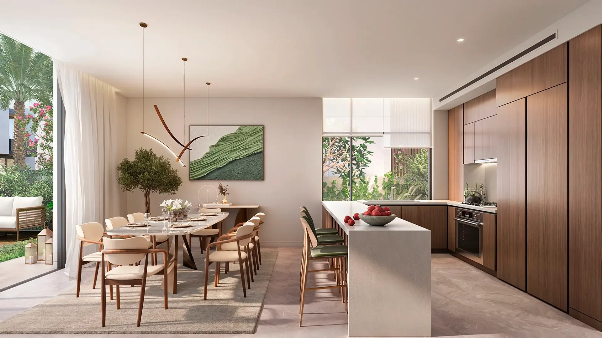 Bright open-plan apartment living room